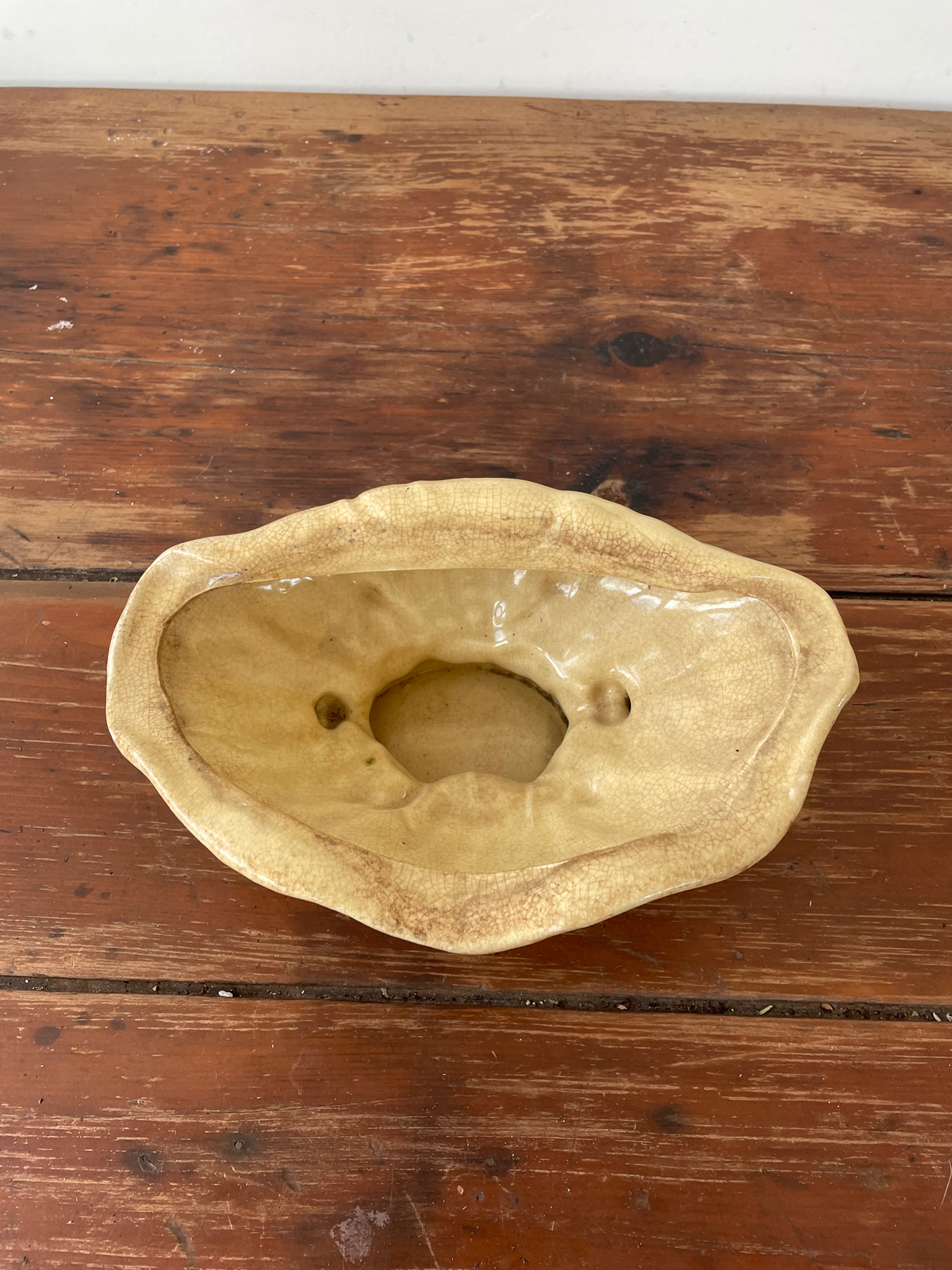 Vintage Majolica Seashell Pedestal Bowl With Flower Base
