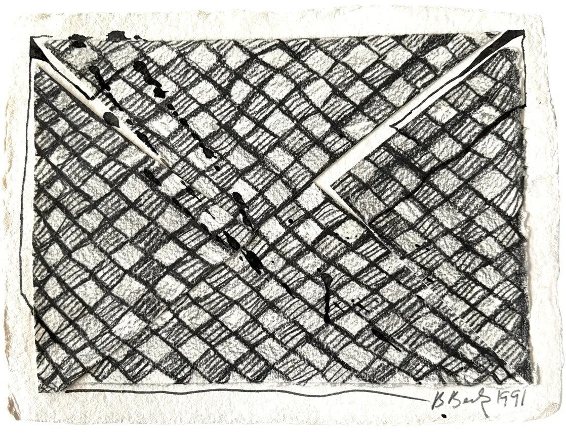Barbara Beck 1991 Abstract Painting on Paper - Black Paint and Graphite