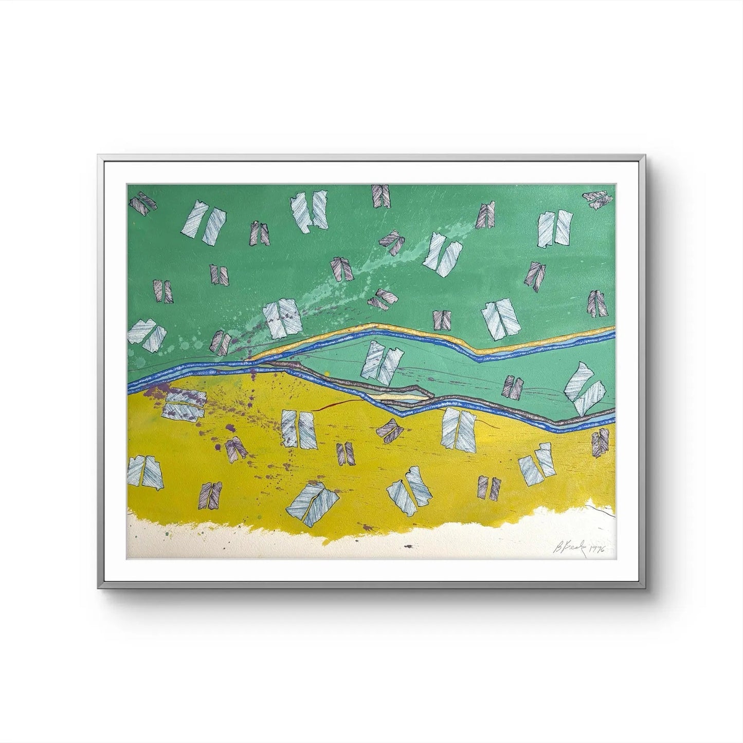 Barbara Beck 1996 Abstract Painting on Paper - Signed/Dated