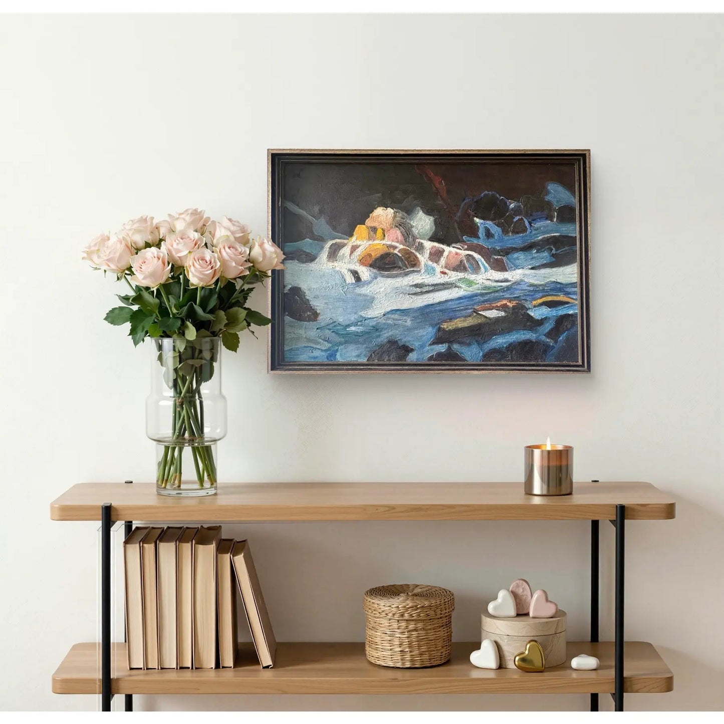 Vintage Oil, Painting, Landscape on Canvas in Original Frame