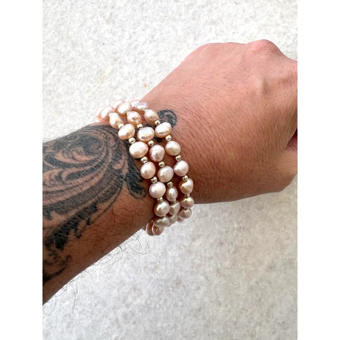 Freshwater Pearl and Silver Spacer Wrap Bracelet