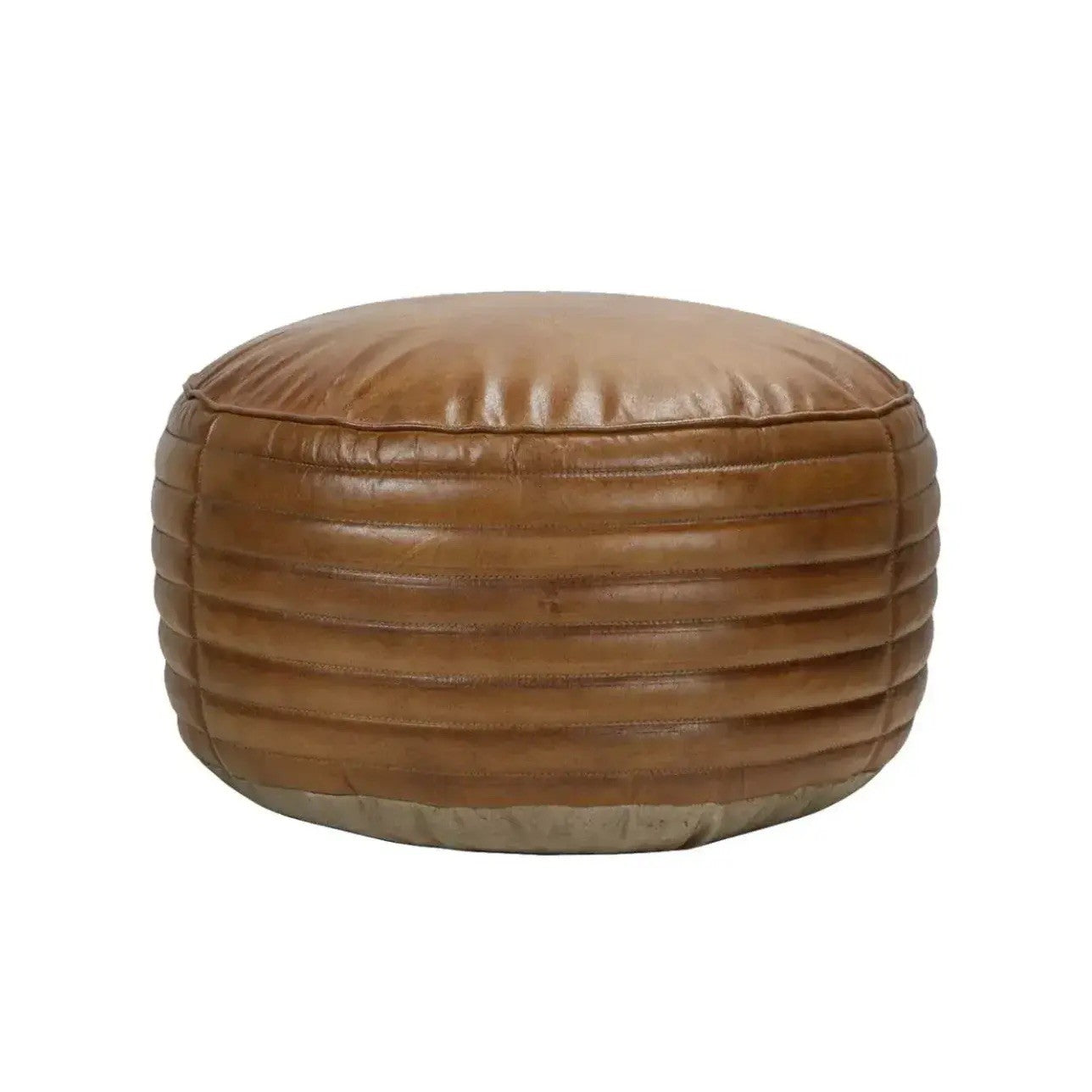 Matthew Izzo Home Tackshop Leather Round Ottoman