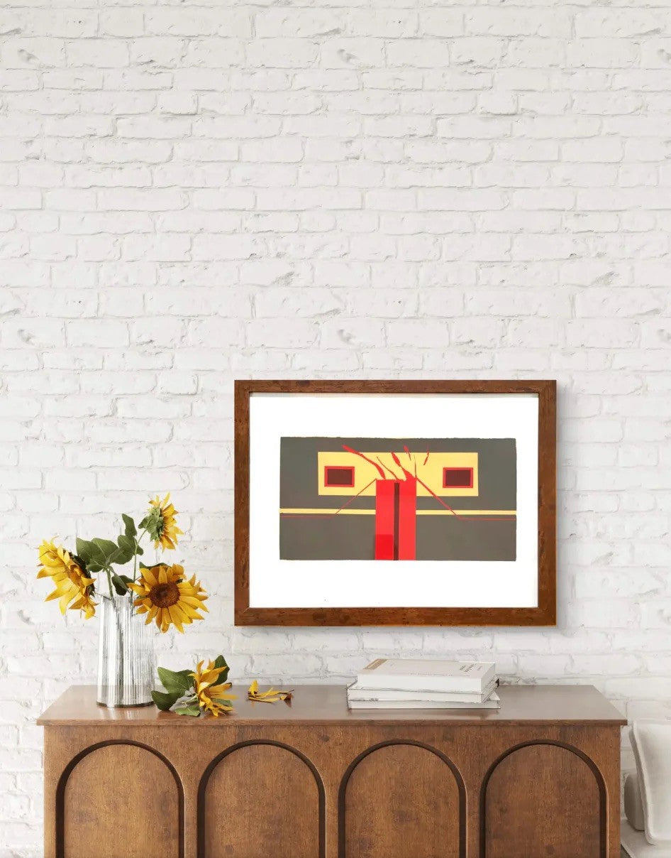 Barbara Beck 1969 Framed Screen Print on Paper - Dark Wood Frame