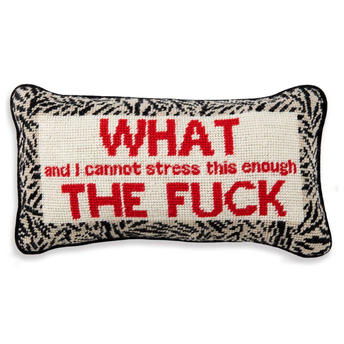 Furbish Studio - Almohada de punto de cruz WTF