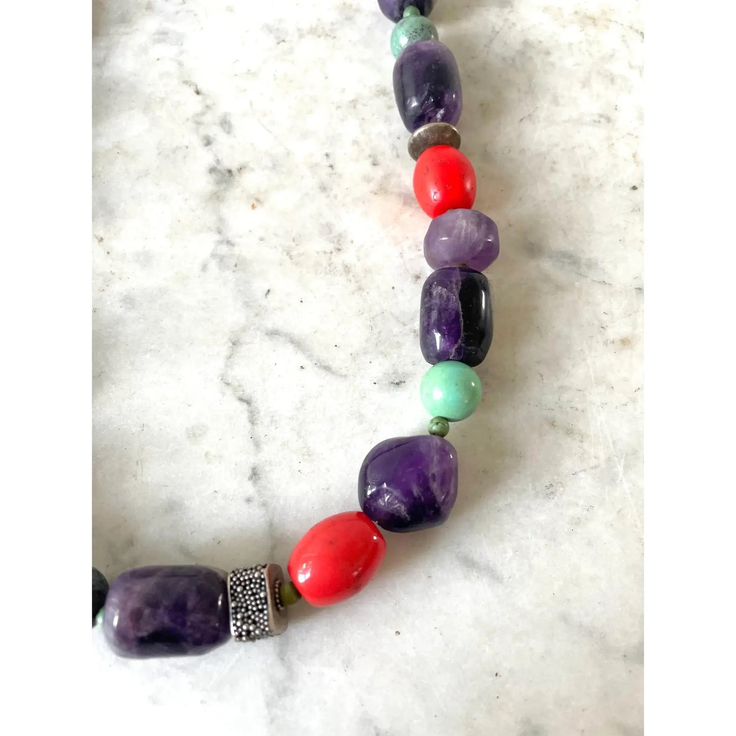 Mixed Beaded Necklaces, Antique Amethyst, Turquoise, African Beads, Designed by Matthew Izzo