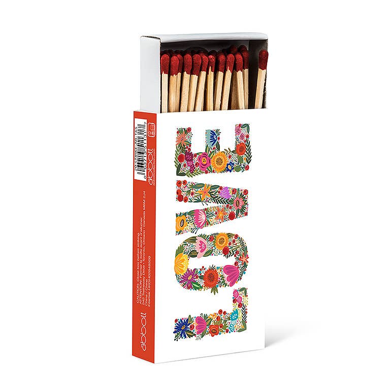 Matches, Floral LOVE - 45 sticks, 4 Inches Long