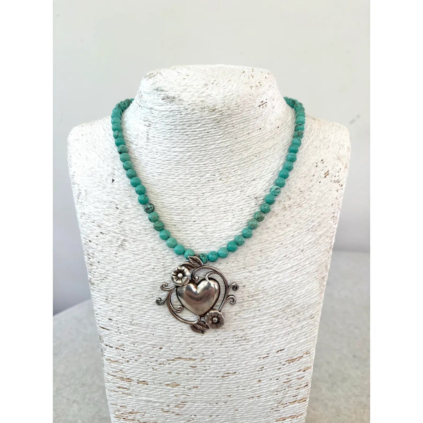 Turquoise Necklace With Sterling Silver Pendant