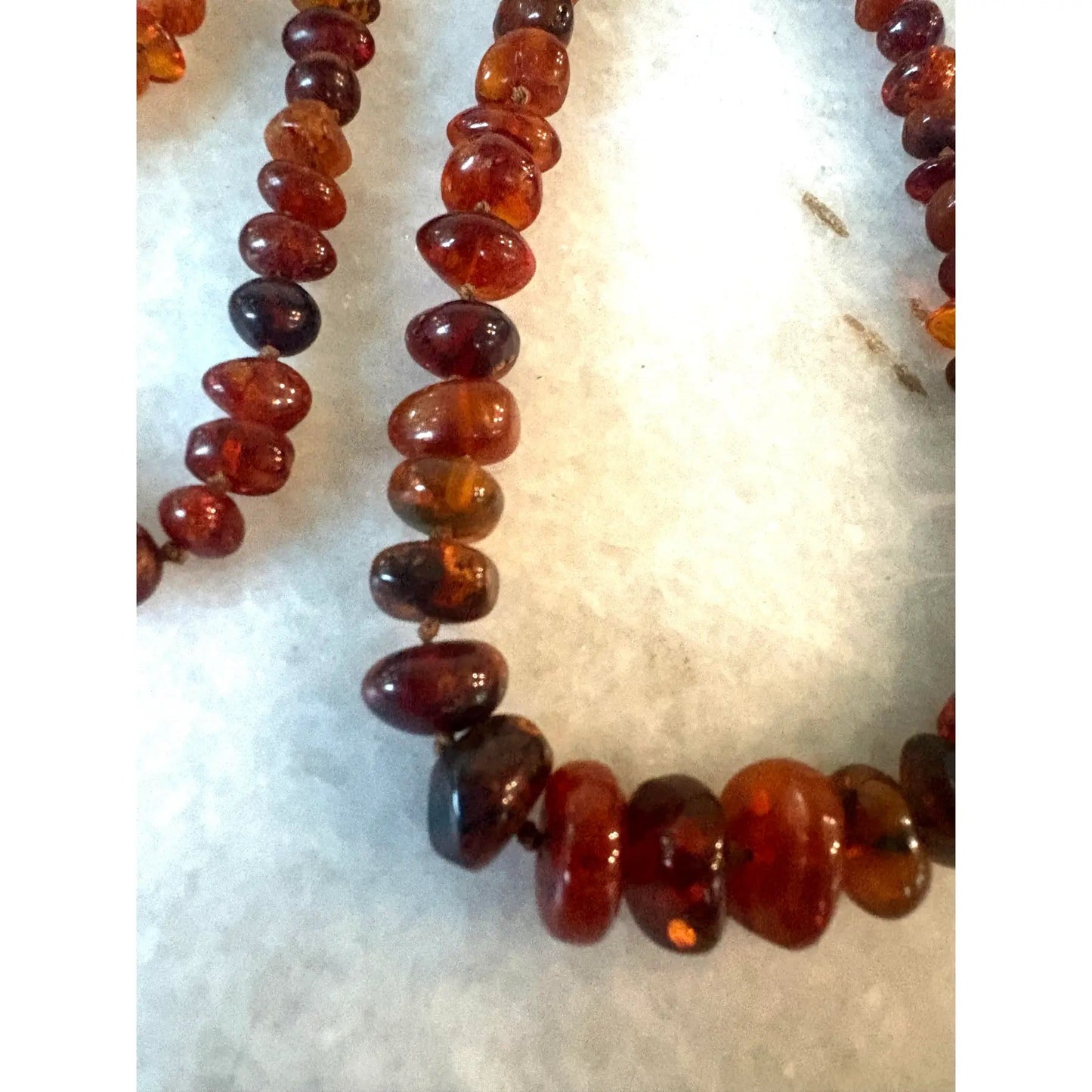 Vintage Baltic, Amber, and Nodded Beaded Necklace