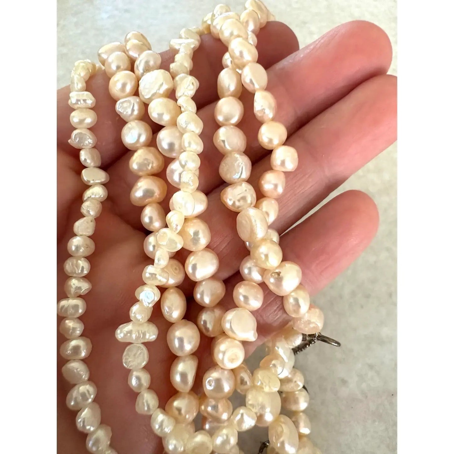 Stunning Three Strand Freshwater, Pearl Necklace