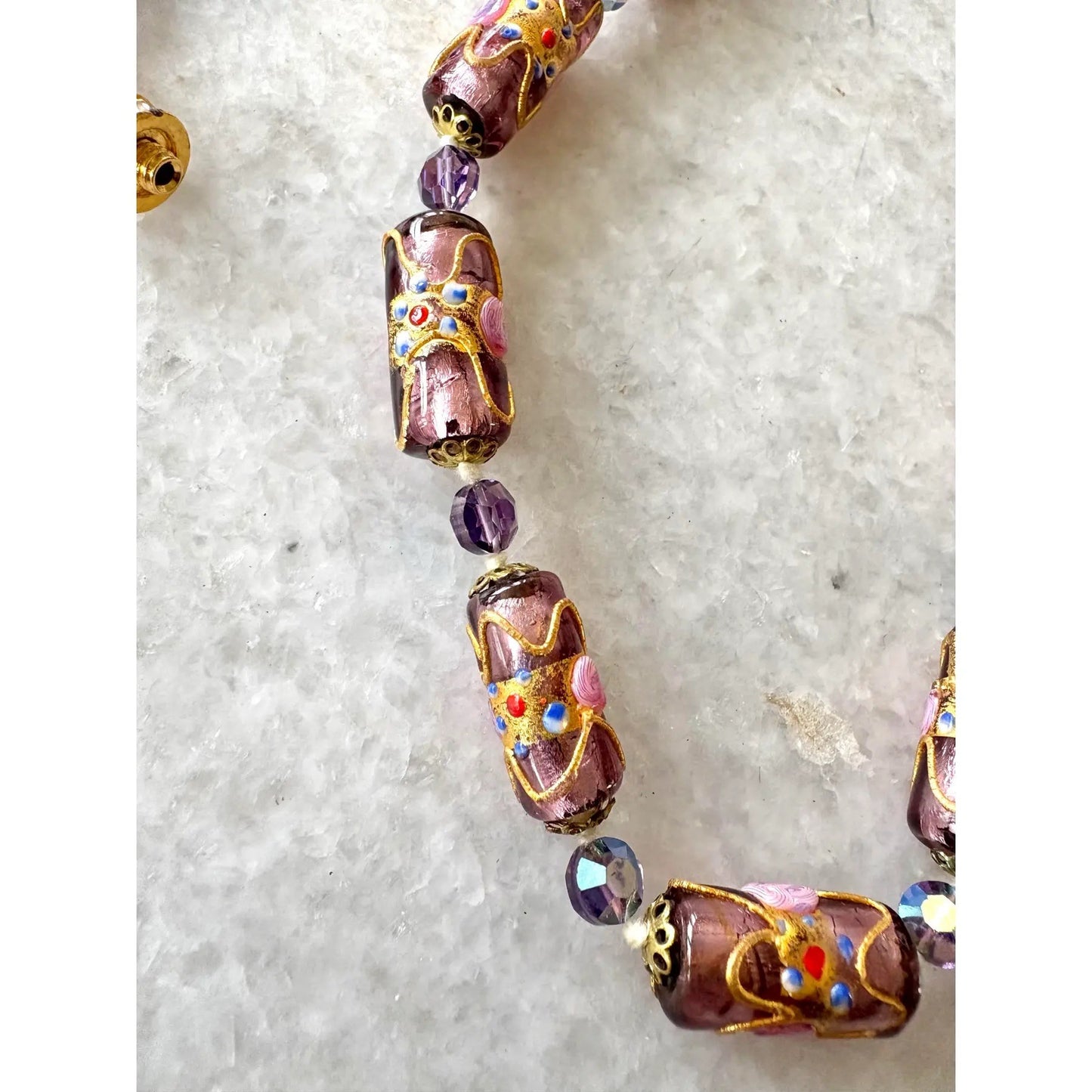 Collar de cuentas de cristal de Murano vintage hecho a mano