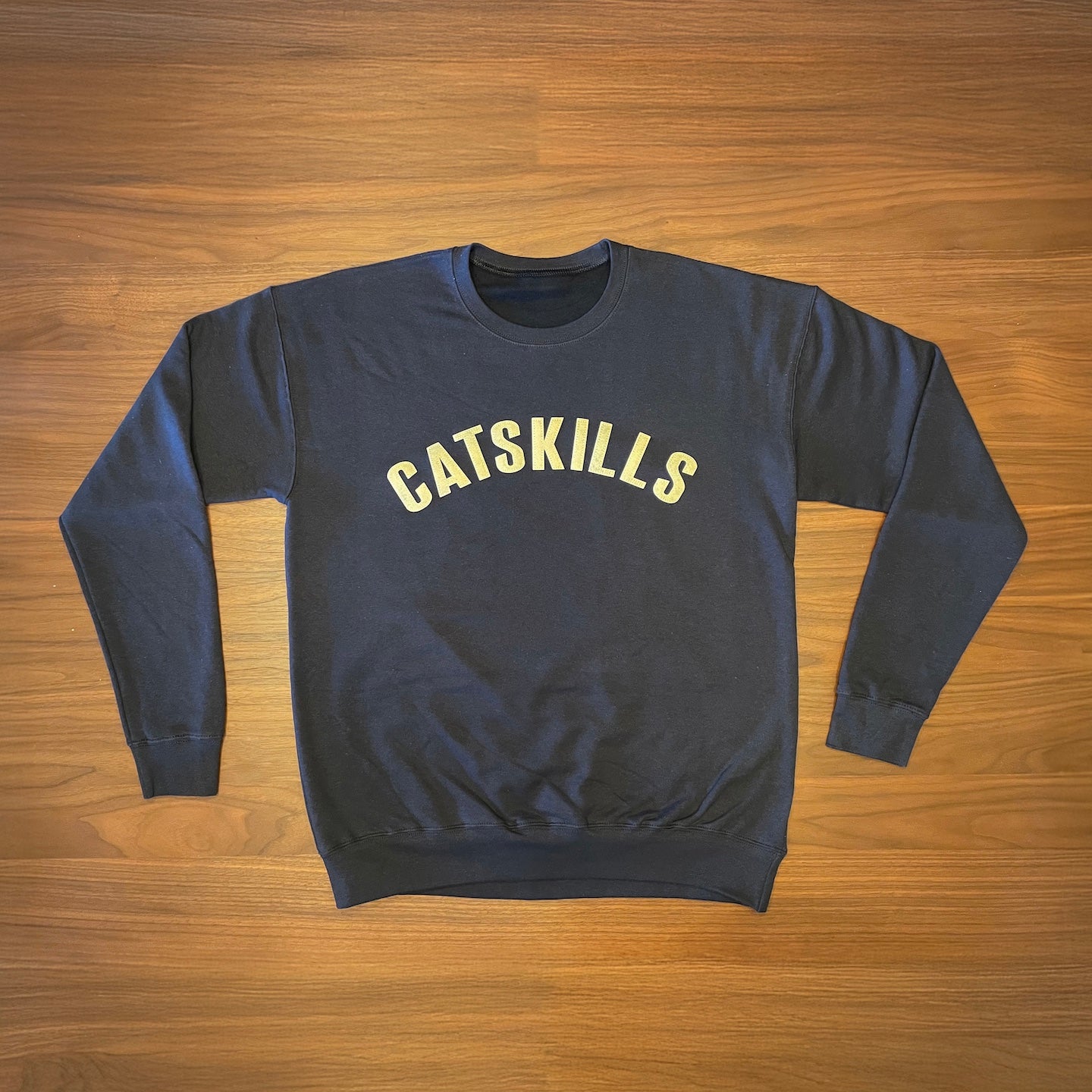 Catskills Letterman - Felt Crewneck Sweatshirt: Navy Blue