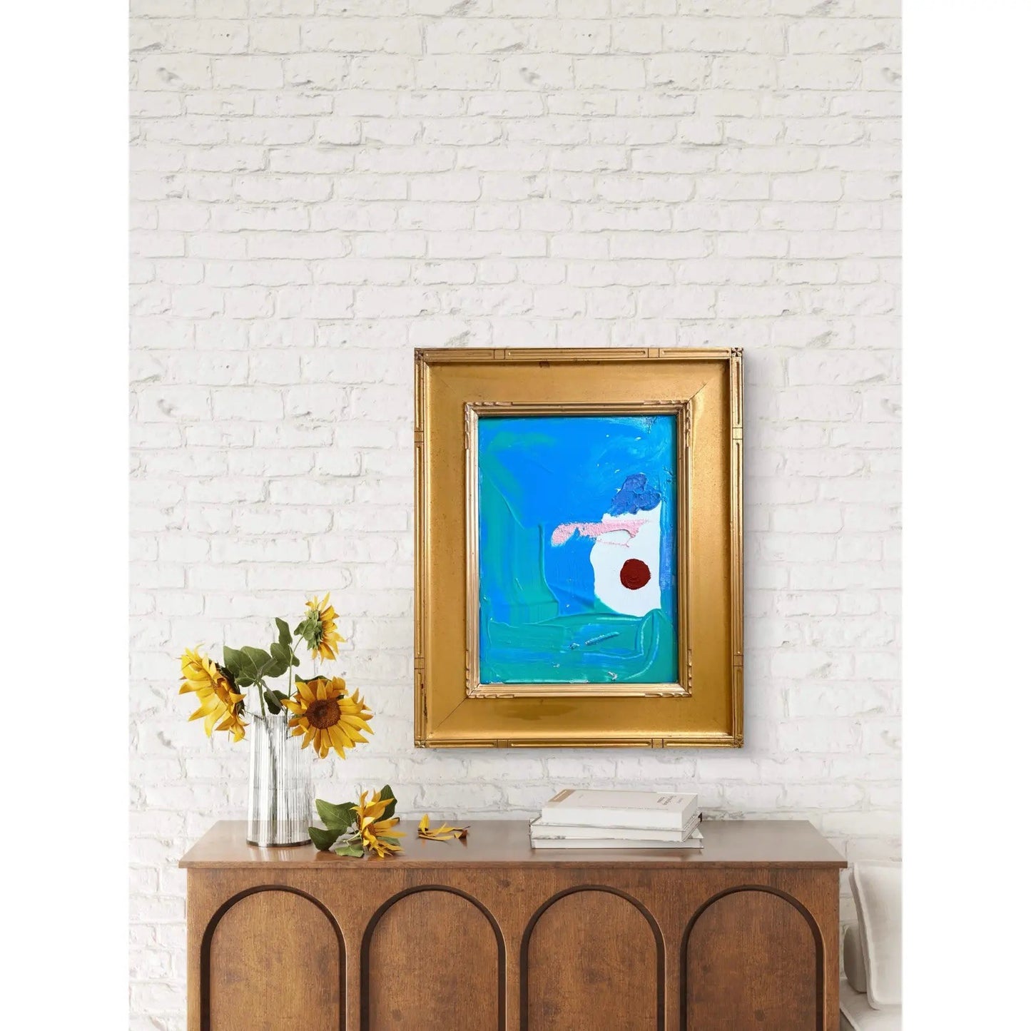 Contemporary Acrylic Painting on Canvas in Vintage Gold Frame by Matthew Izzo