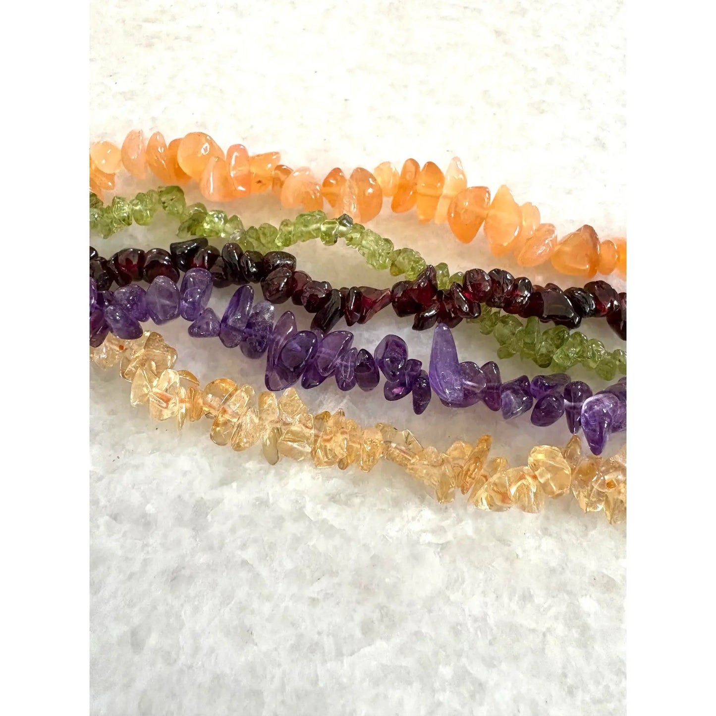 Vintage Multi Strand Beaded Bracelet With Amethyst, Carnelian Citrine Peridot, and Garnet - Sterling Silver Clasp