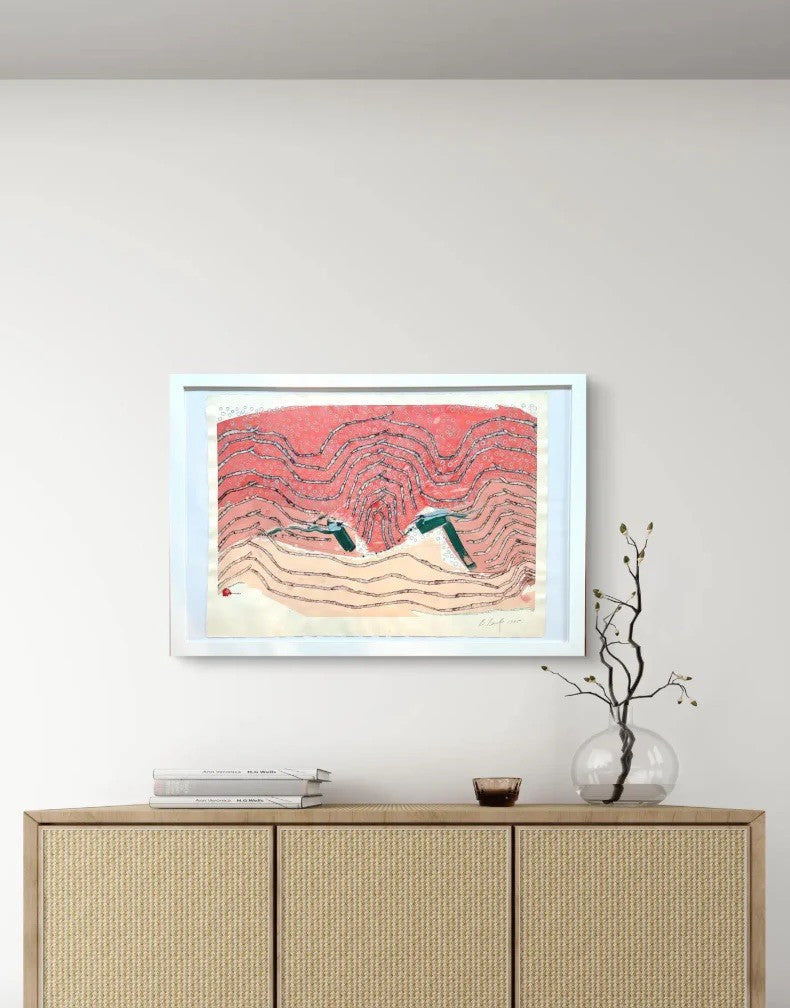 Barbara Beck 1998 Framed Abstract Painting on Paper