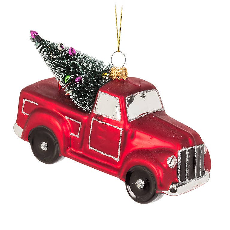 Abbott - Truck with Bristle Tree Ornament-5.5"L