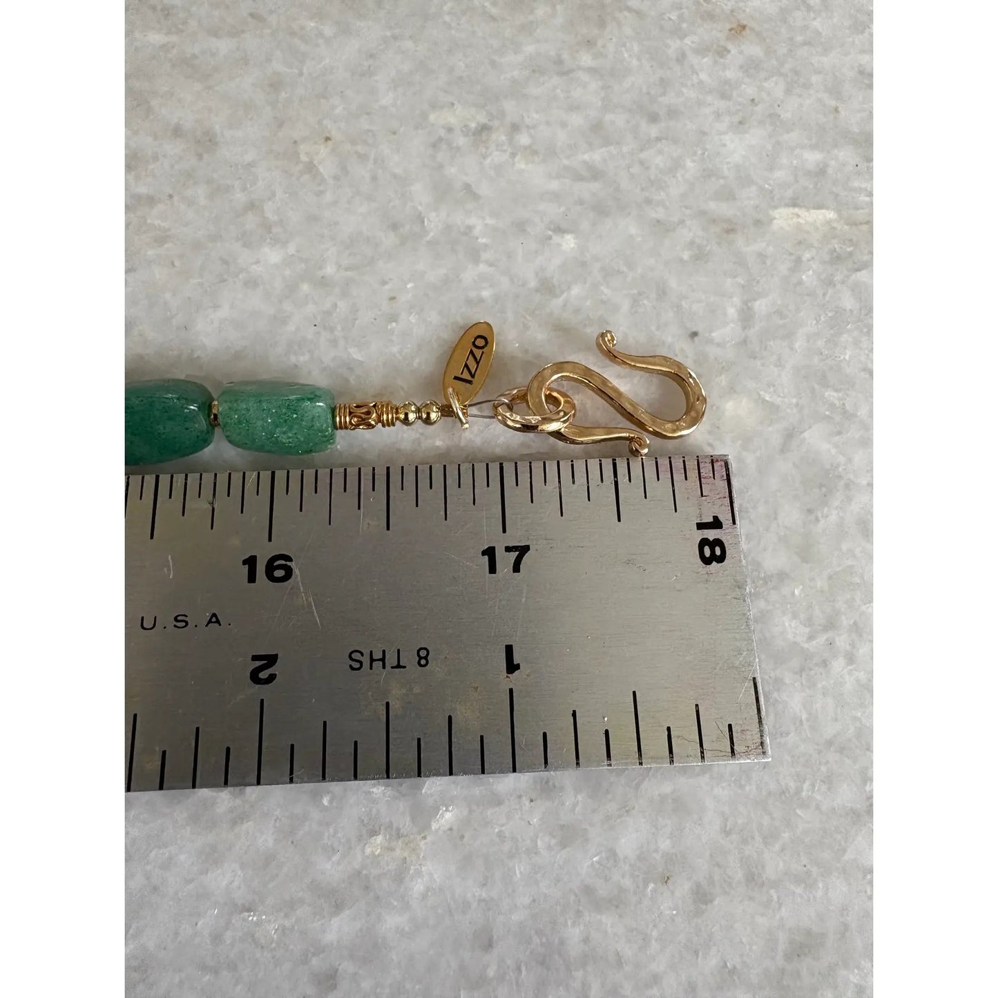 rt Deco Green Aventurine Necklace With Gold Tone Clasp, by Matthew Izz