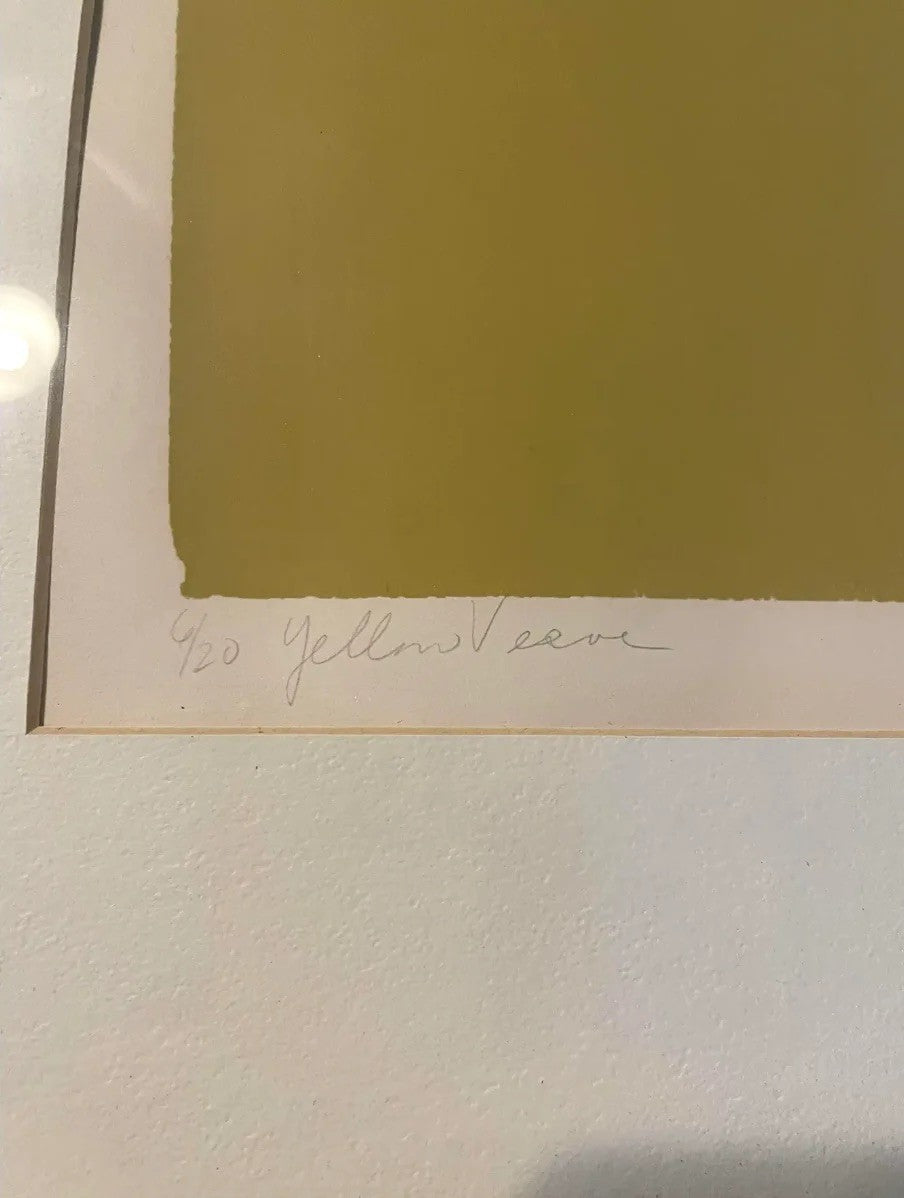 Barbara Beck Framed Mid Century Modern Screen Print on Paper in Light Wood Frame