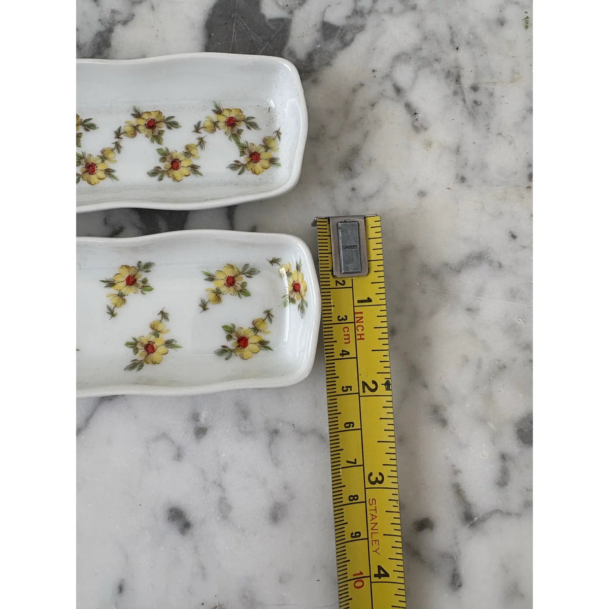 Limoges France Hand-painted Porcelain Jewelry or Trinket Trays, Set of 2