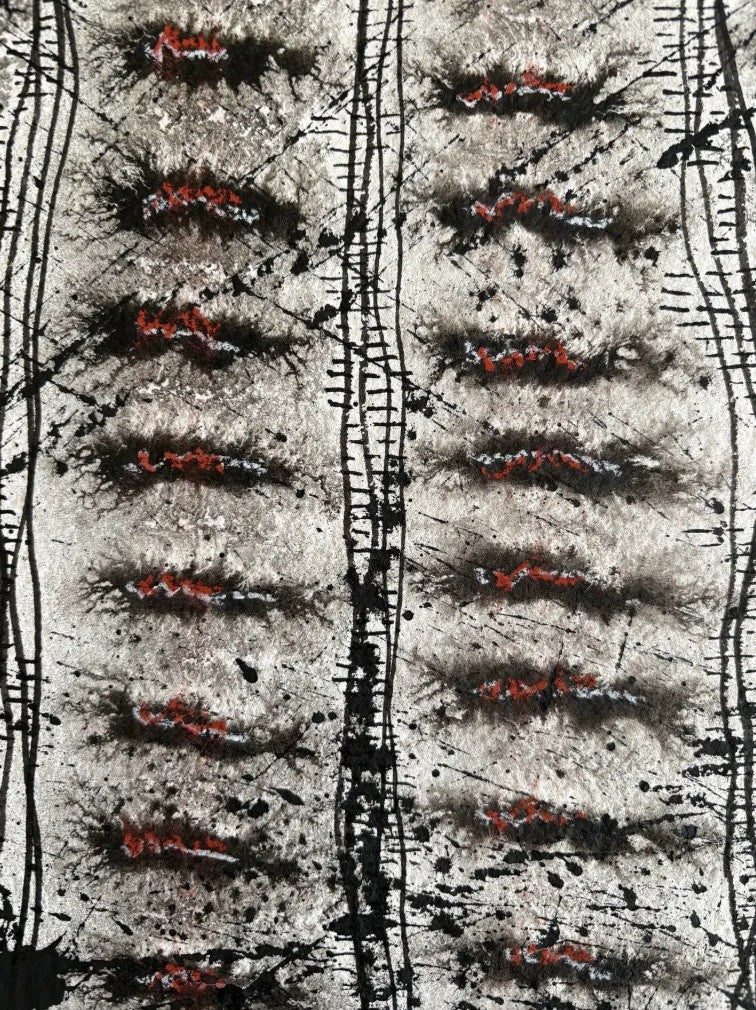 Barbara Beck 1970s Abstract Acrylic Painting on Paper