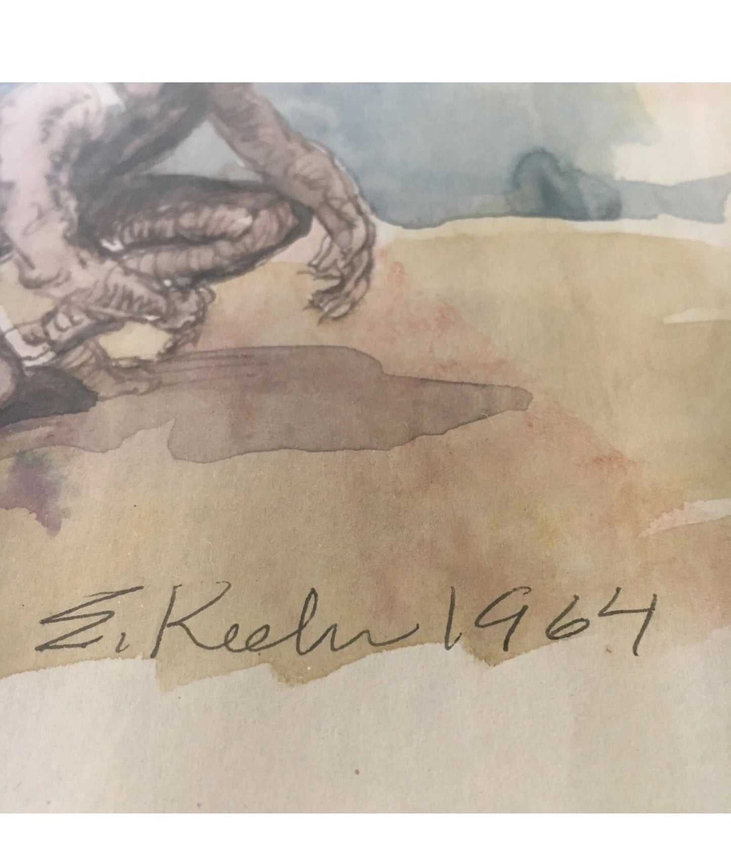 Evan Keehn Watercolor Figure Painting (1964)
