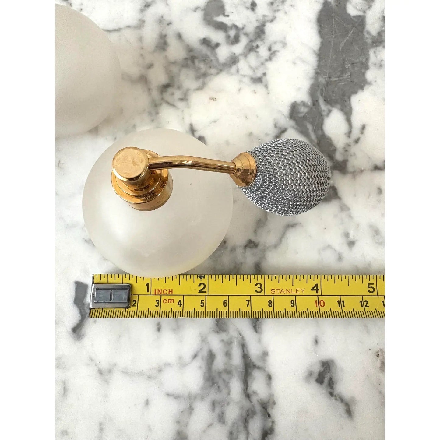 Walter Sperger Frosted Glass, Brass and Atomizer Perfume Bottle Set (2 Pieces)