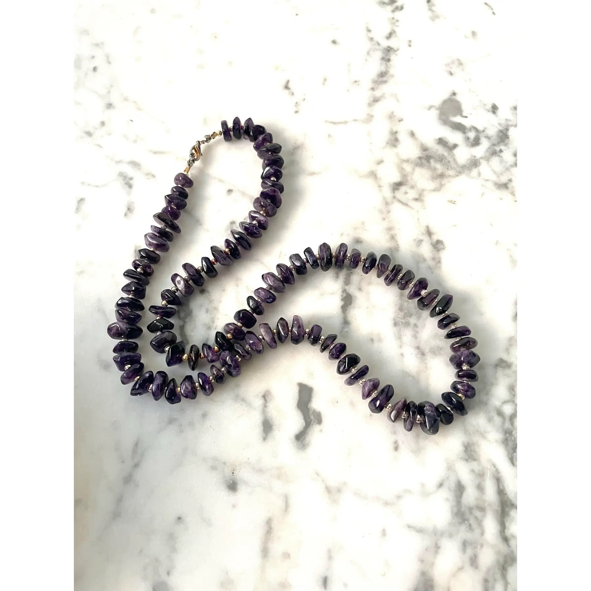 Vintage Amethyst With Silver Spacers Necklace