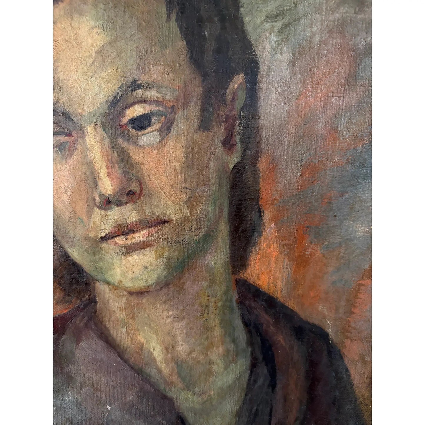 Oil Portrait Painting on Canvas Early 20th Century