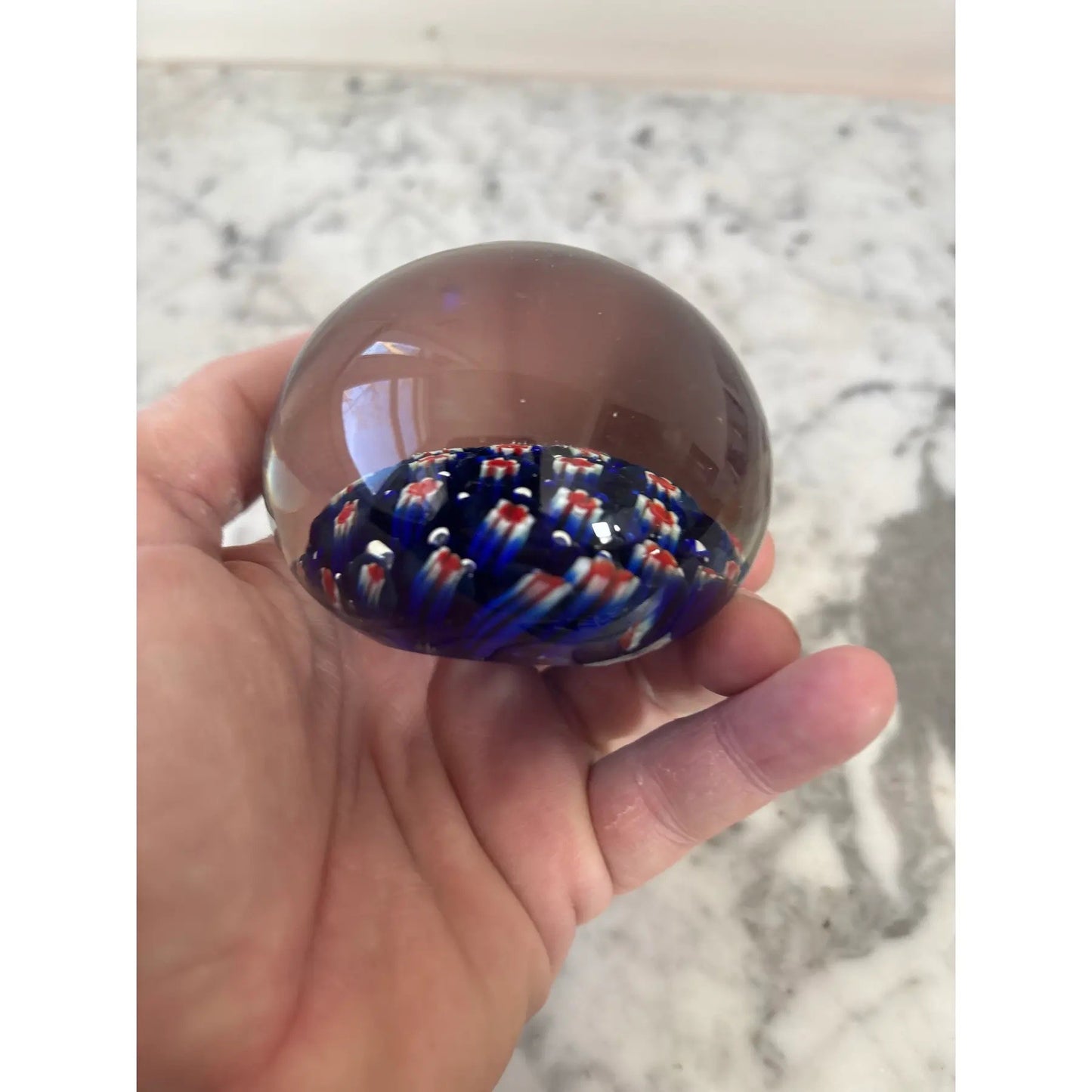 Murano Glass Millefiori Paperweight With Mini Flower Design