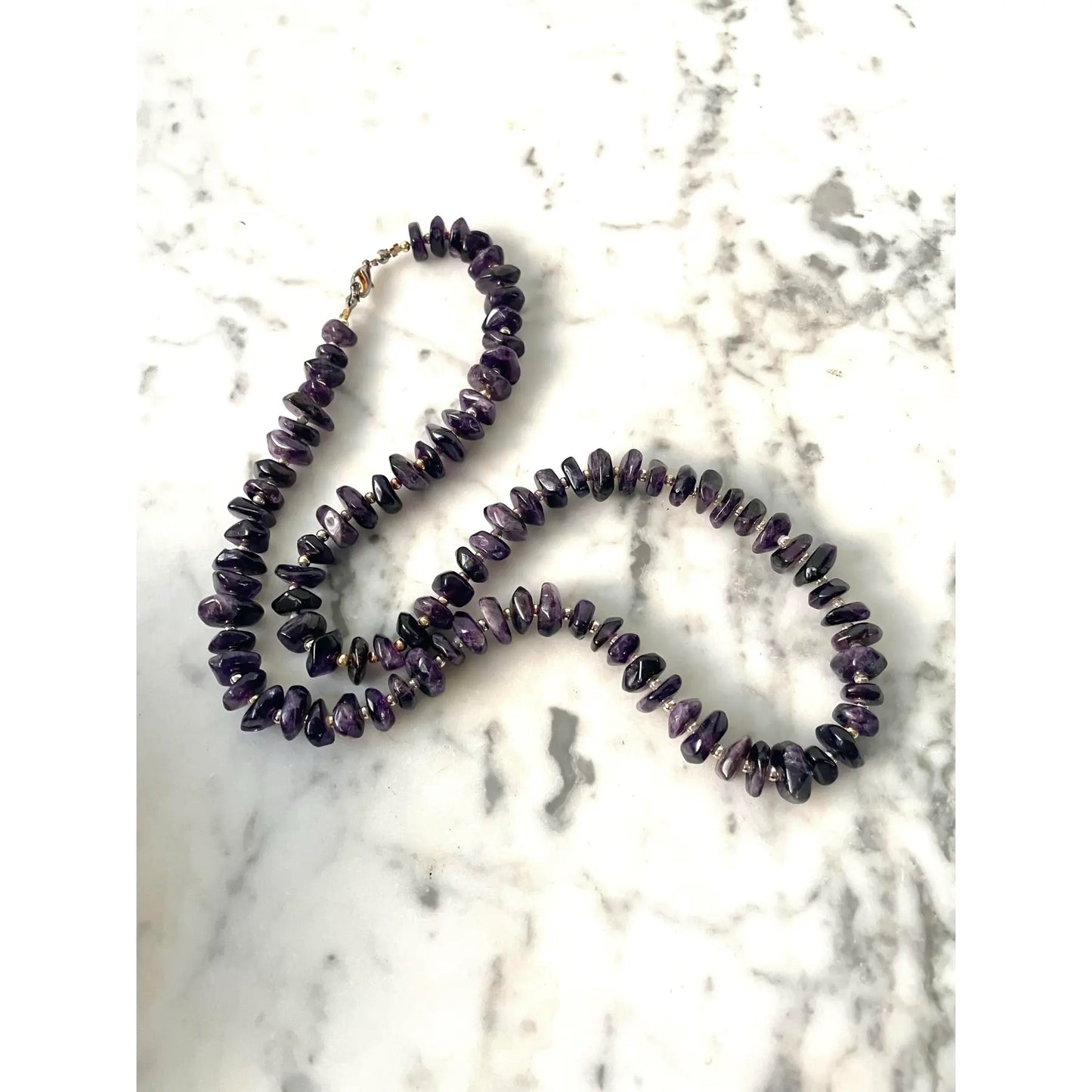 Collar de amatista vintage con espaciadores de plata