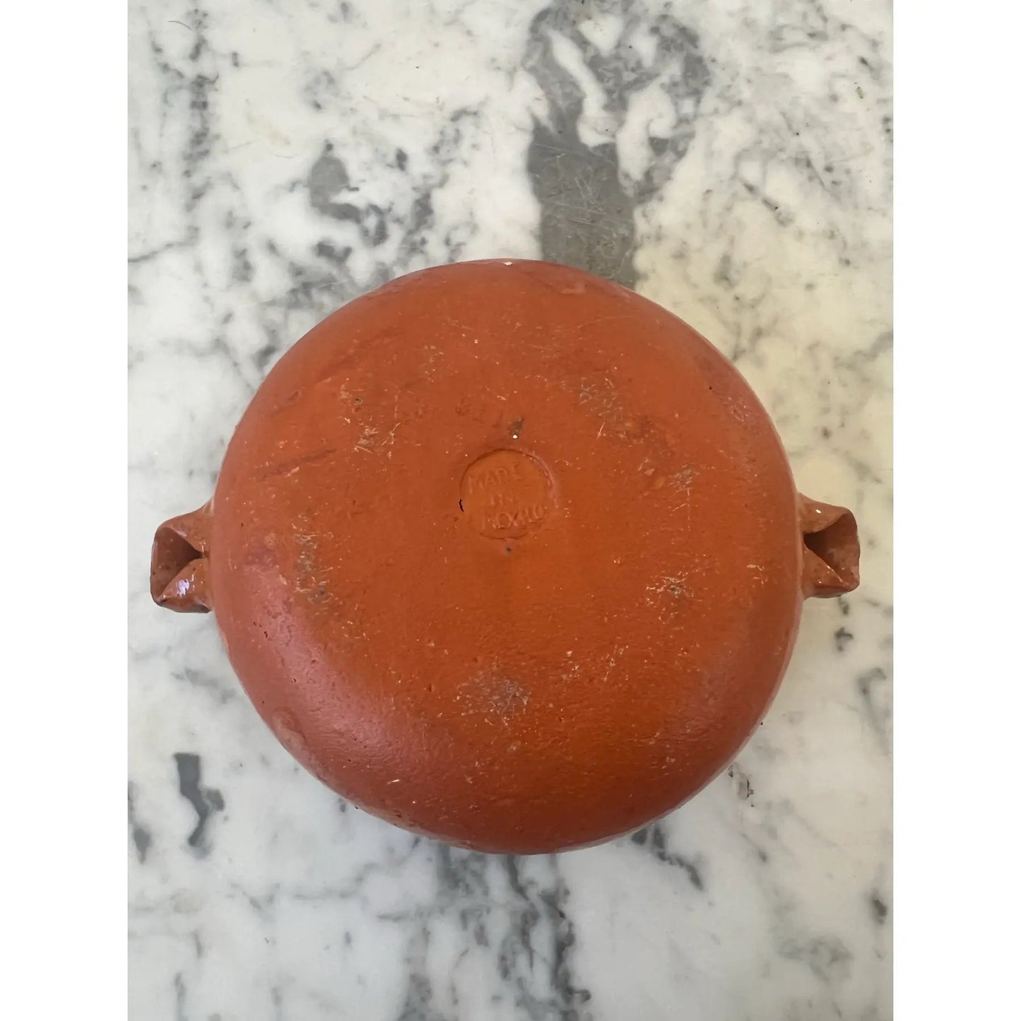 Hand Painted Mexican Terracotta Bowl With Lid Stamped Made in Mexico
