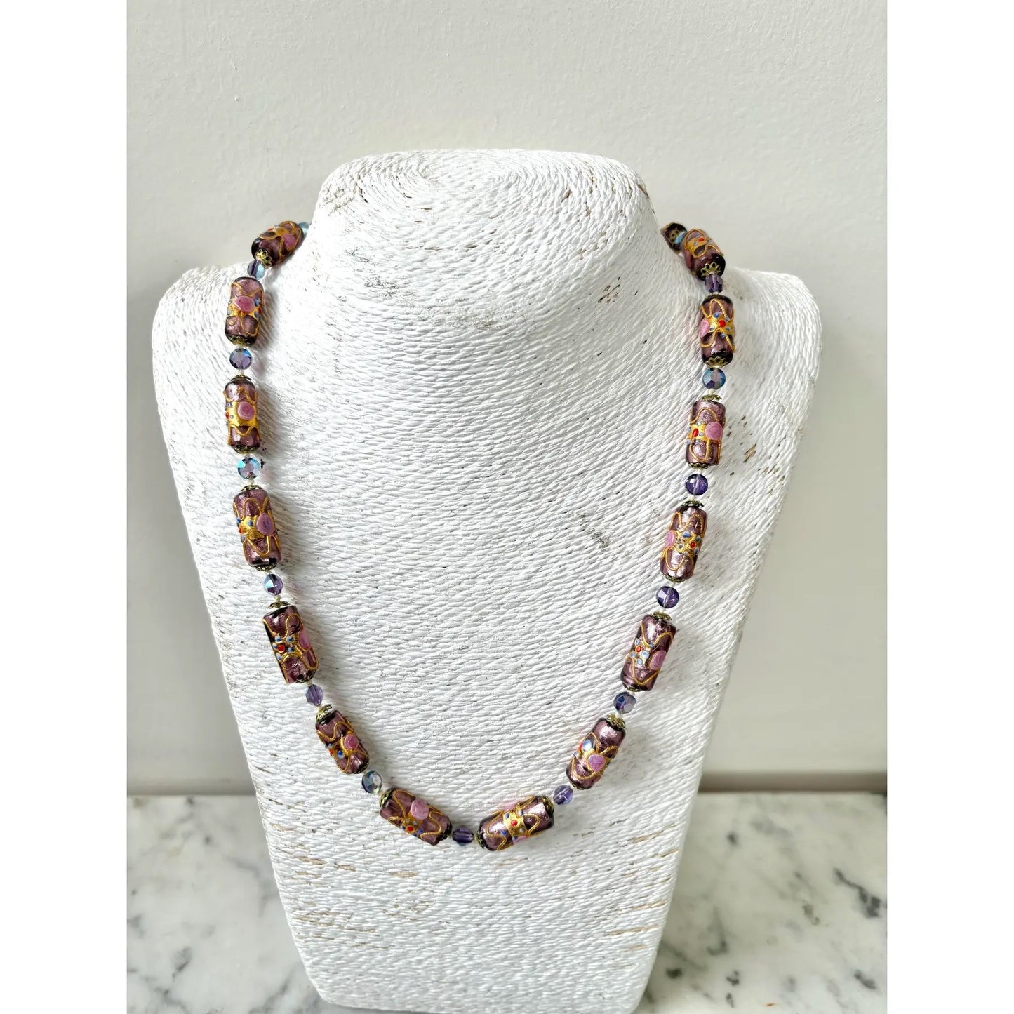 Collar de cuentas de cristal de Murano vintage hecho a mano