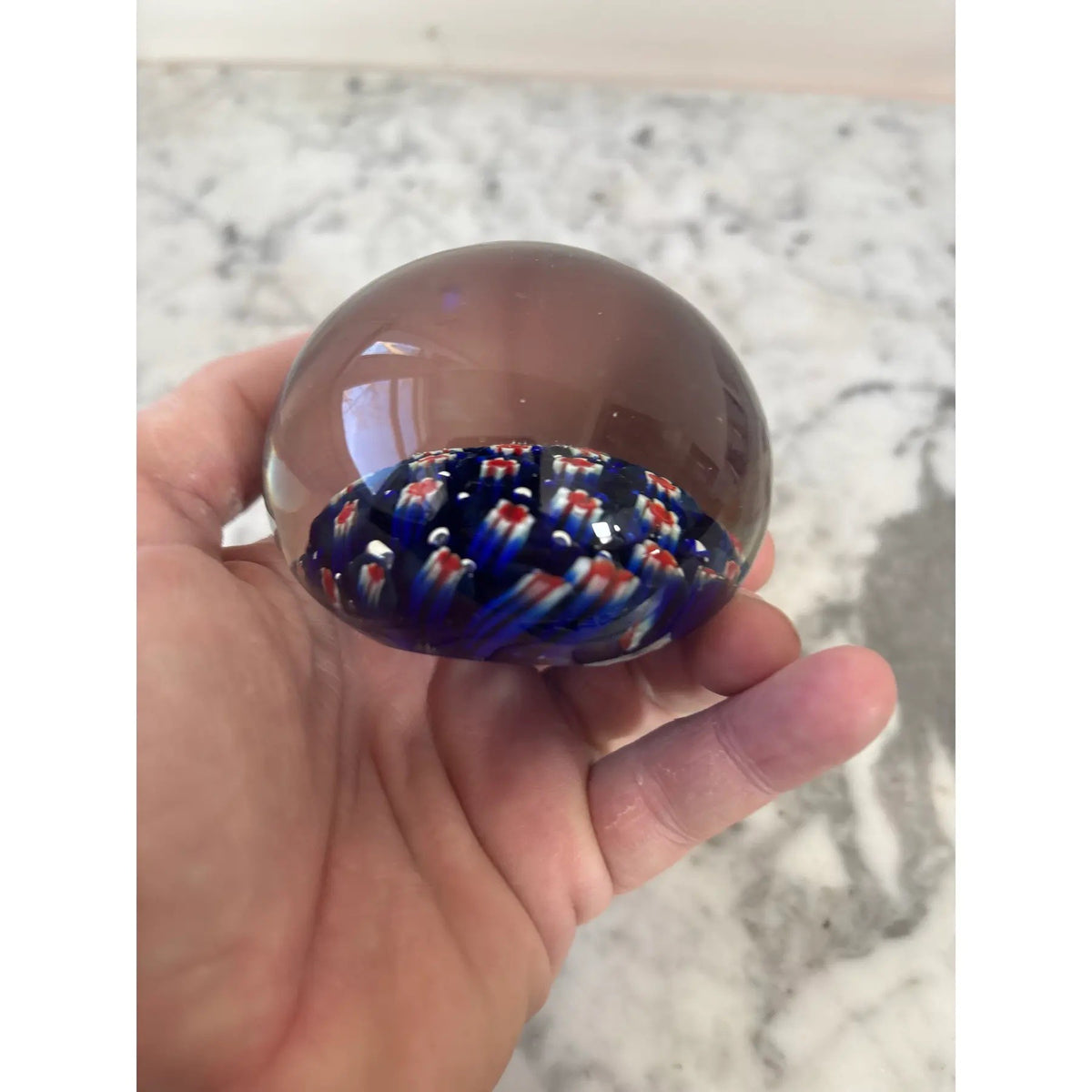 Murano Glass Millefiori Paperweight With Mini Flower Design