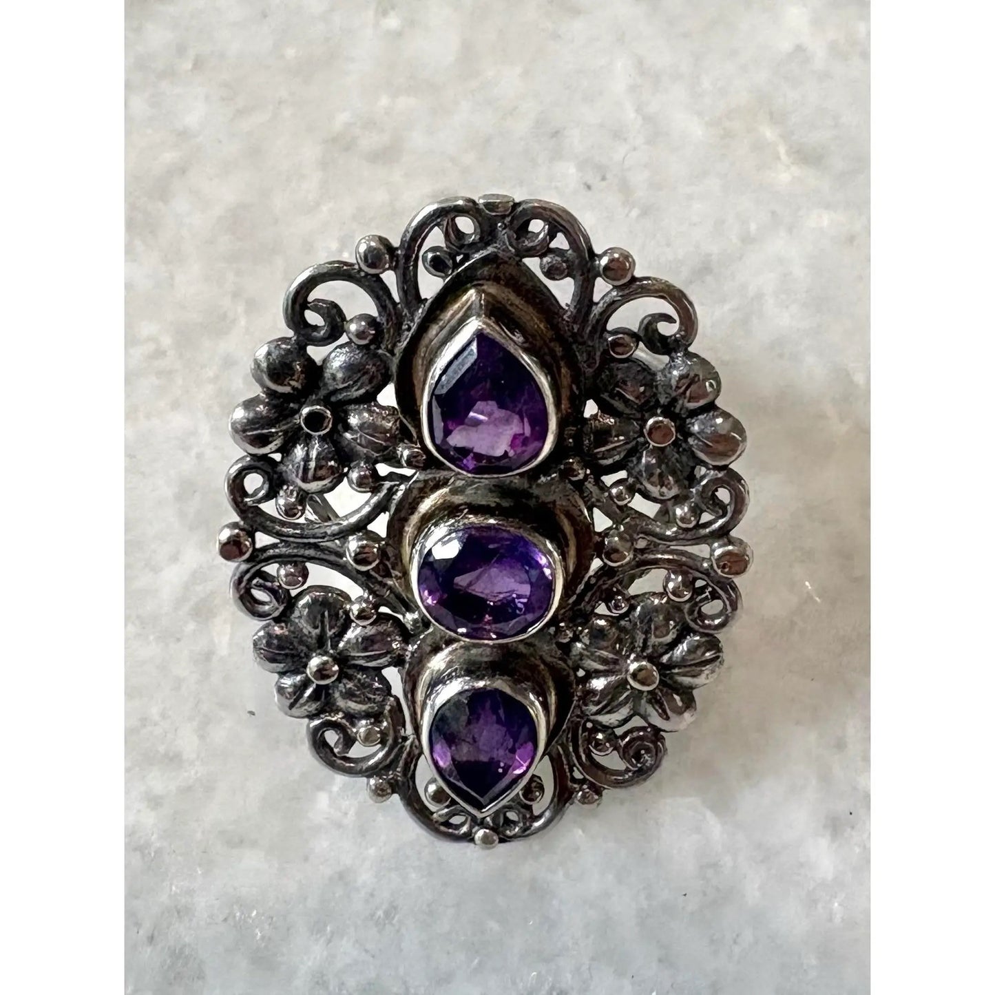 Sterling, Silver and Amethyst Ring