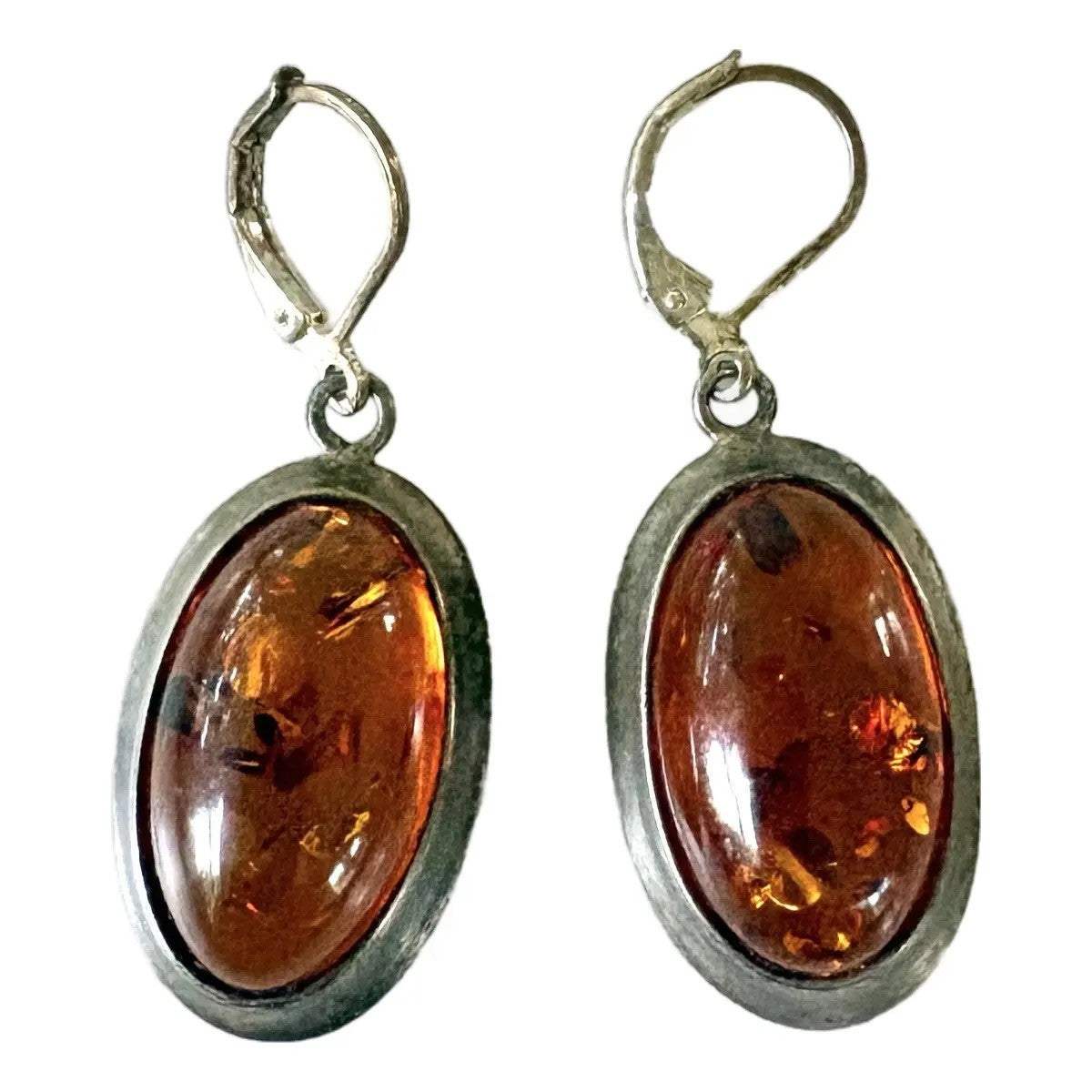 Sterling Silver and Amber Vintage Earrings