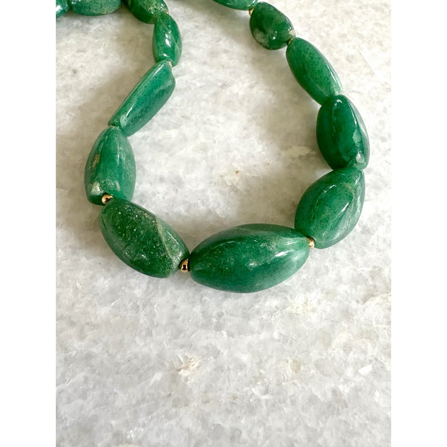 rt Deco Green Aventurine Necklace With Gold Tone Clasp, by Matthew Izz