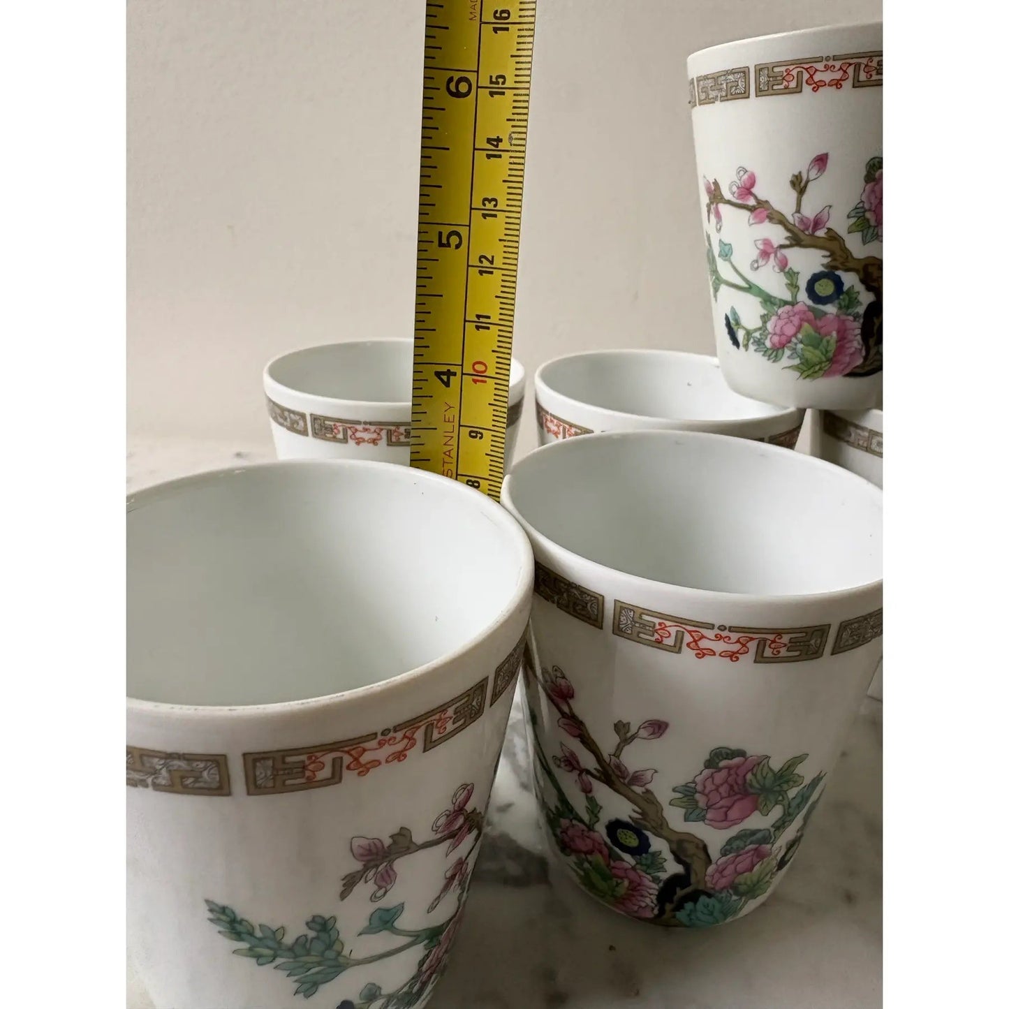 Limoges France Hand Painted Porcelain Cups Set of 6