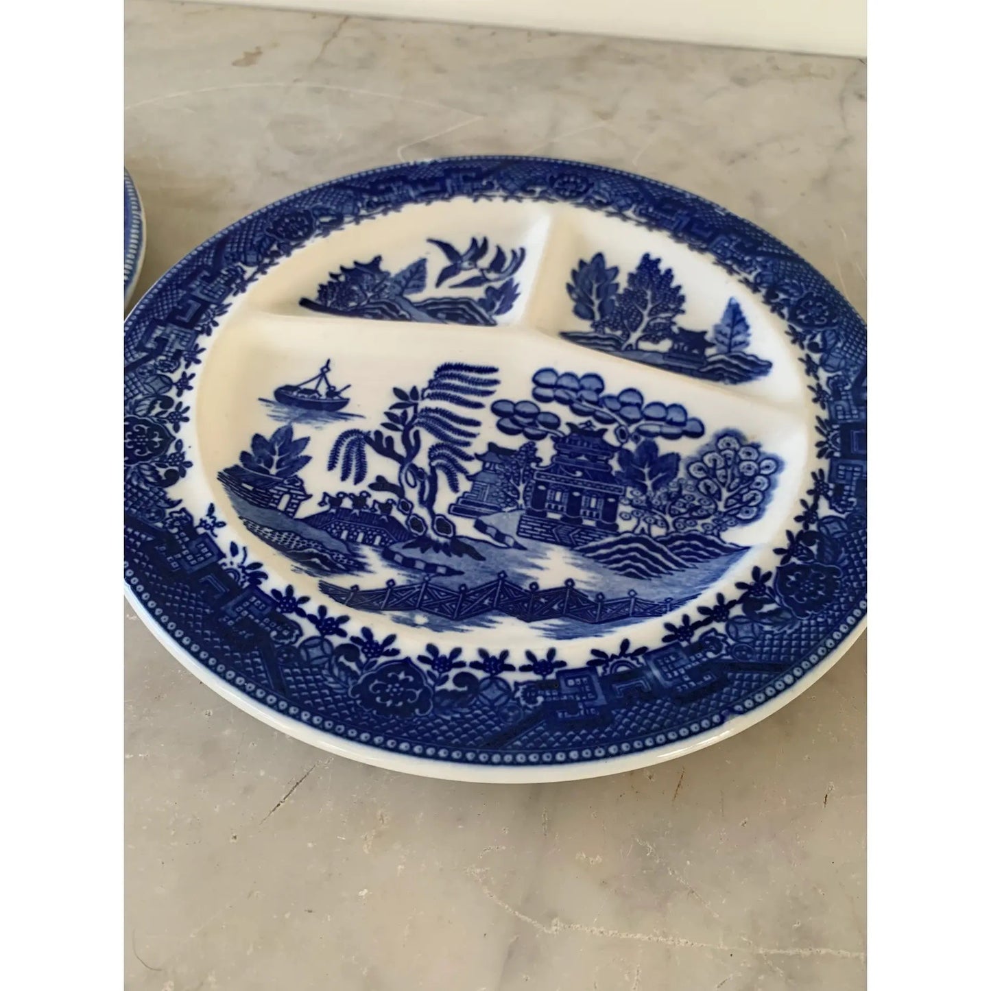 Vintage Blue Willow Moriyama Partitioned Plate - Set of 2