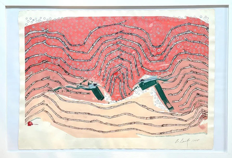Barbara Beck 1998 Framed Abstract Painting on Paper