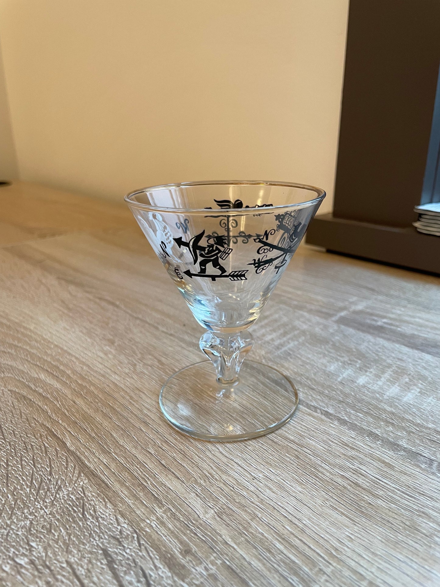 Vintage 1960s Cocktail Glass with Gold Detail, Sold Individually