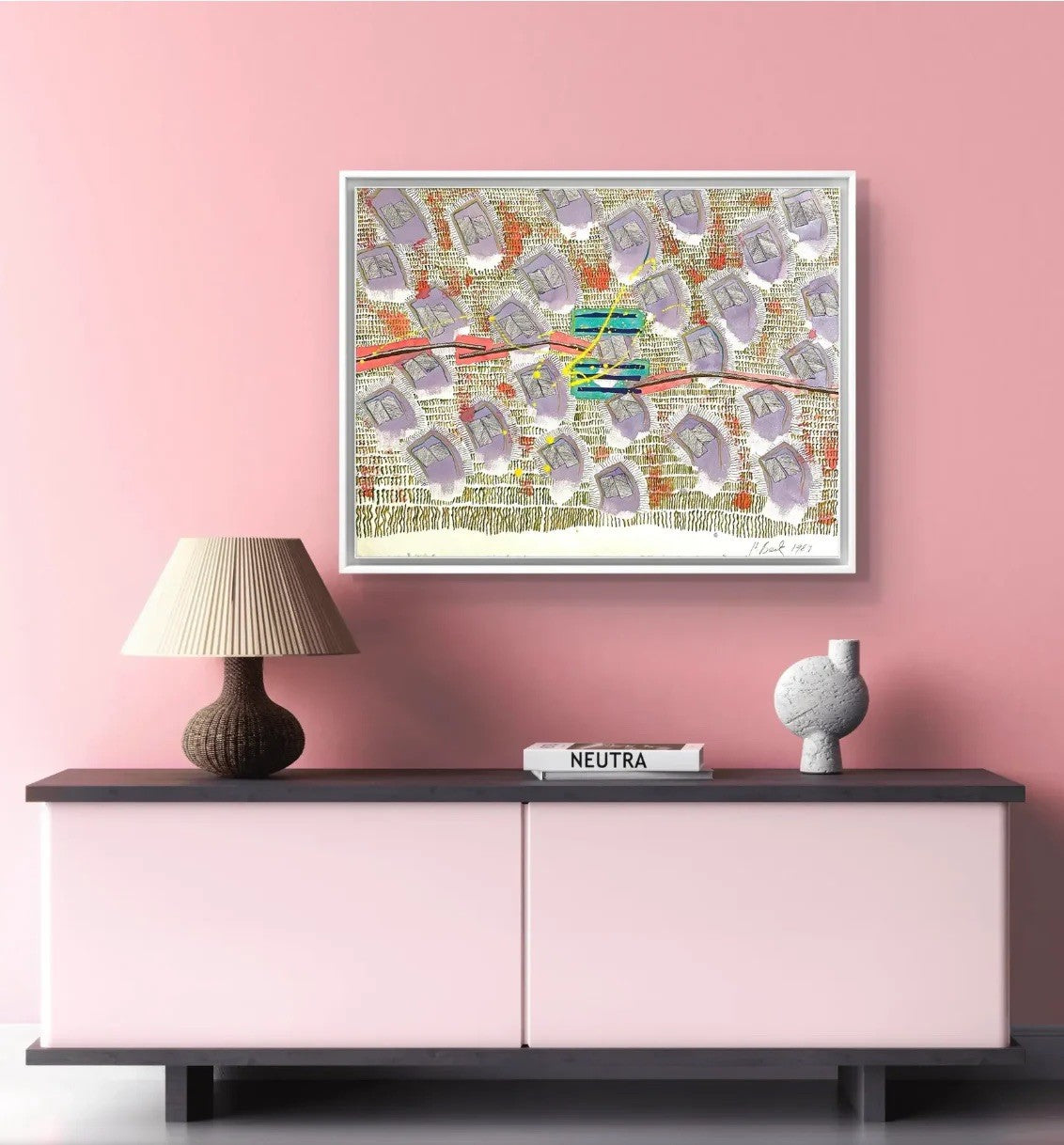 Pintura Acrílica Abstracta sobre Papel Barbara Beck 1989