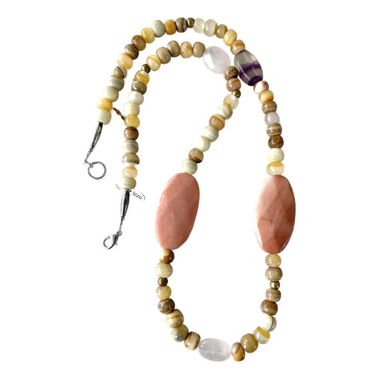 Mixed Vintage Agate Stone Beaded Necklace