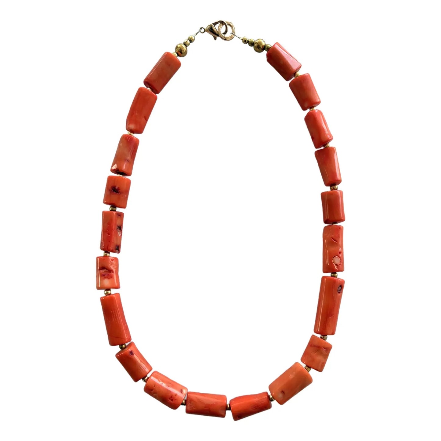 Coral Branch Necklace With Gold Tone Spacers. Spring Summer Collection by Matthew Izzo