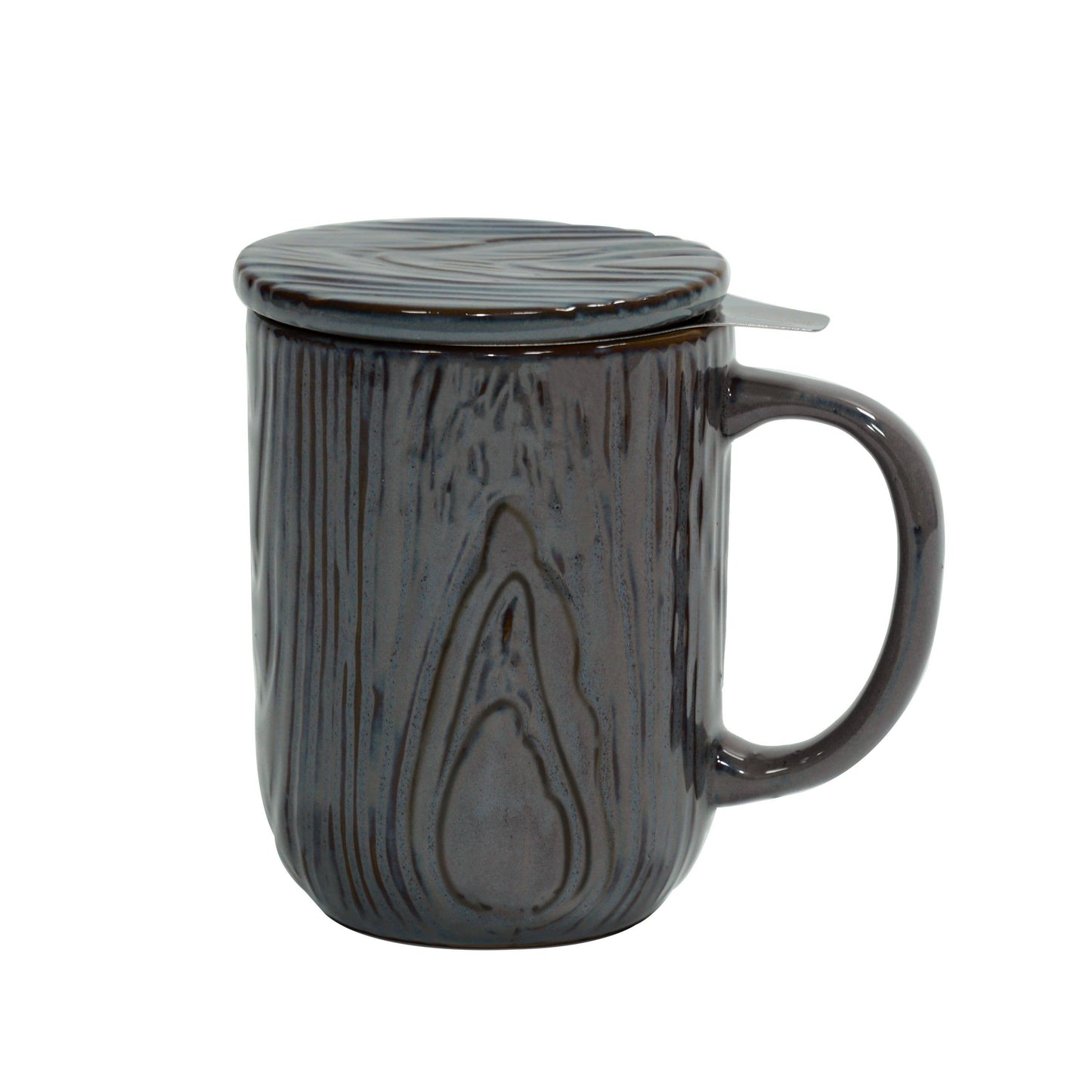 CasaWare - Tea Infuser 18 oz Mug Woodgrain: Lava Gray