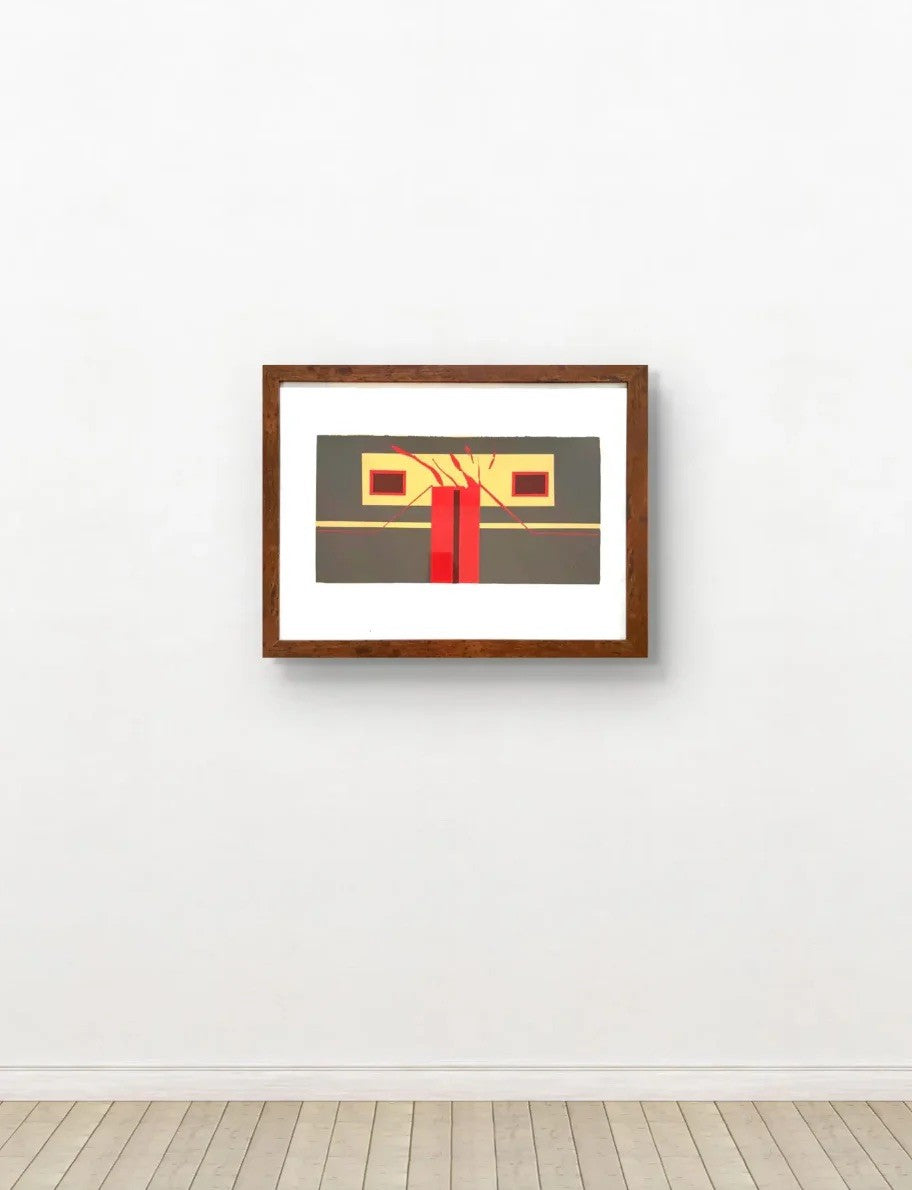 Barbara Beck 1969 Framed Screen Print on Paper - Dark Wood Frame