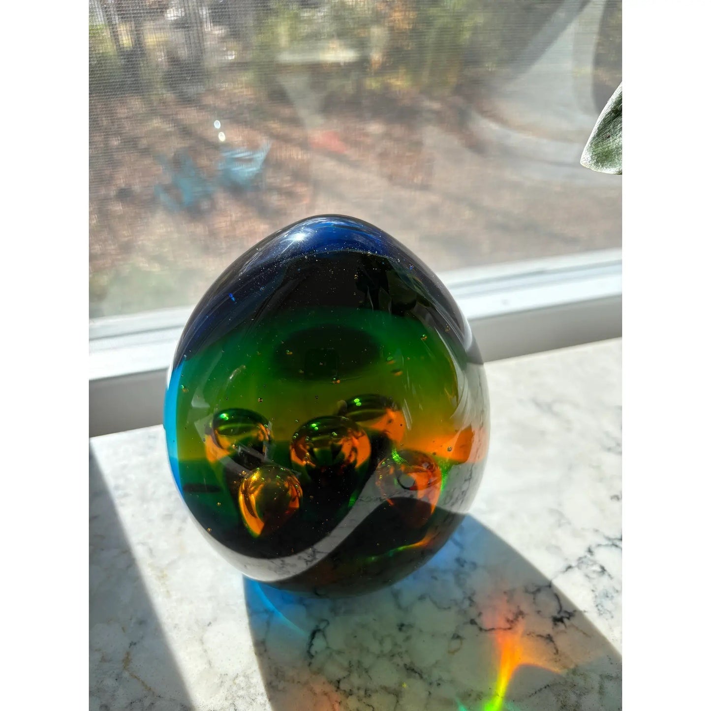 Large Hand-Blown Art Glass in an Egg Shape