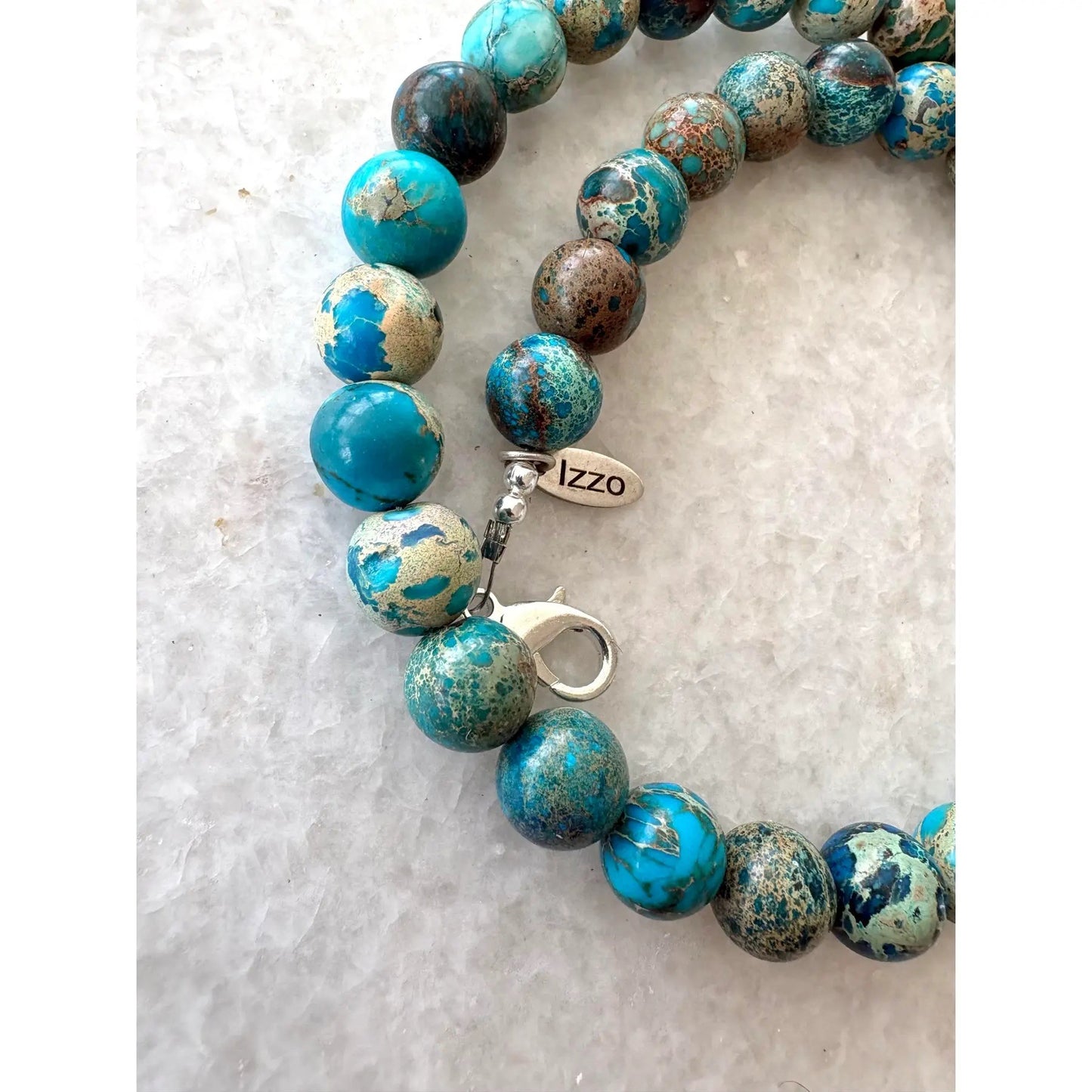 Ocean Jasper Beaded Necklace With Silver Plated Clasp by Matthew Izzo