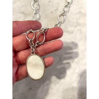 Sterling Silver Necklace With Mother of Pearl Pendant