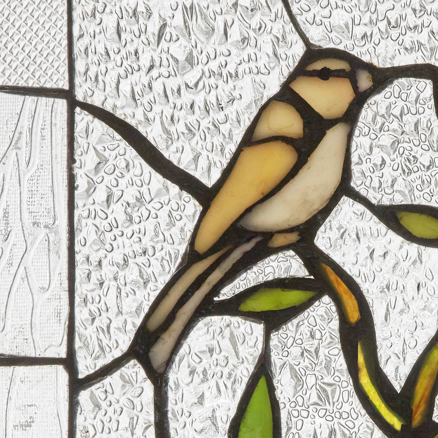 Stained Glass Birds in a Lemon Tree Window Panel 14"H