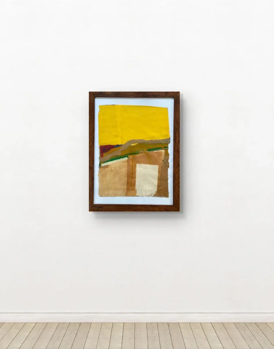Barbara Beck Framed 1965 Mid Century Modern Paper Collage in Dark Wood Frame