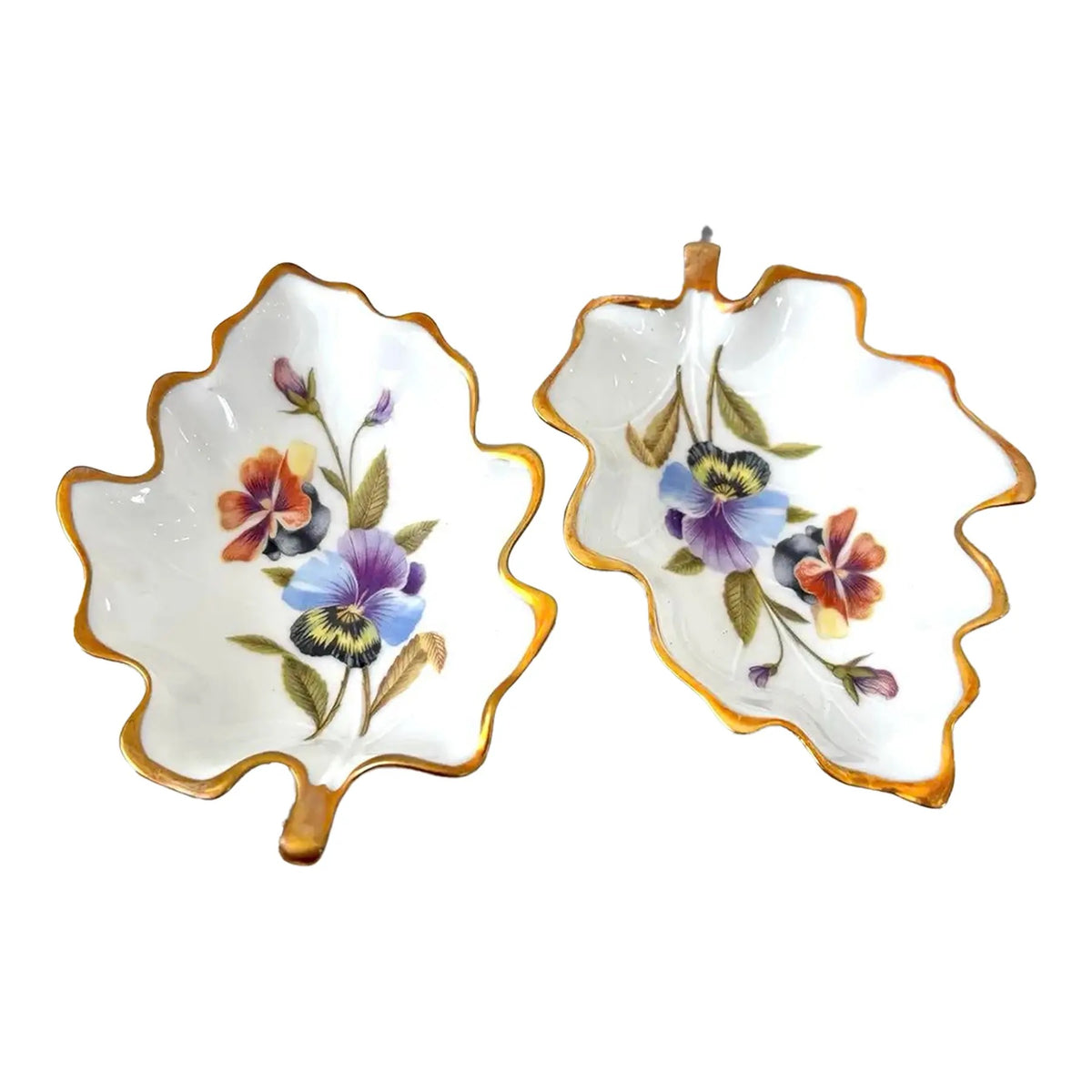 Limoges France Hand-painted Porcelain Accent Trays. Set of 2